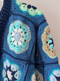 Blue Hand Knit Floral Cardigan