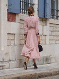 Pink Polka Dot Elegant V-neck Dress