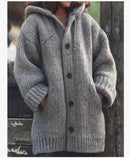 Hooded Button Thick Knit Cardigan