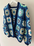 Blue Hand Knit Floral Cardigan