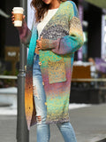 Knitted Sweater Loose Rainbow Cardigan