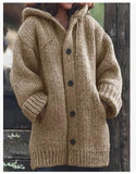 Hooded Button Thick Knit Cardigan