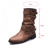 2023 Fall and Winter New Round Toe Flat Smoke Boots