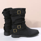 2023 Fall and Winter New Round Toe Flat Smoke Boots