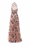 Floral Embroidered Halterneck Dress