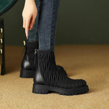 Design style fall and winter padded embroidered knit upper Martin boots