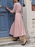 Pink Polka Dot Elegant V-neck Dress